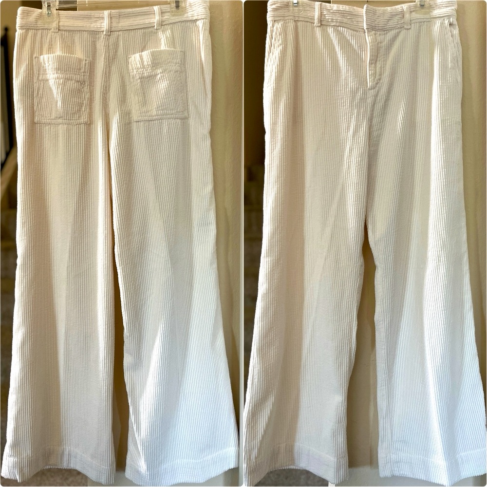 BA&SH Lady Pant Corduroy Wide-Leg Cream Pants